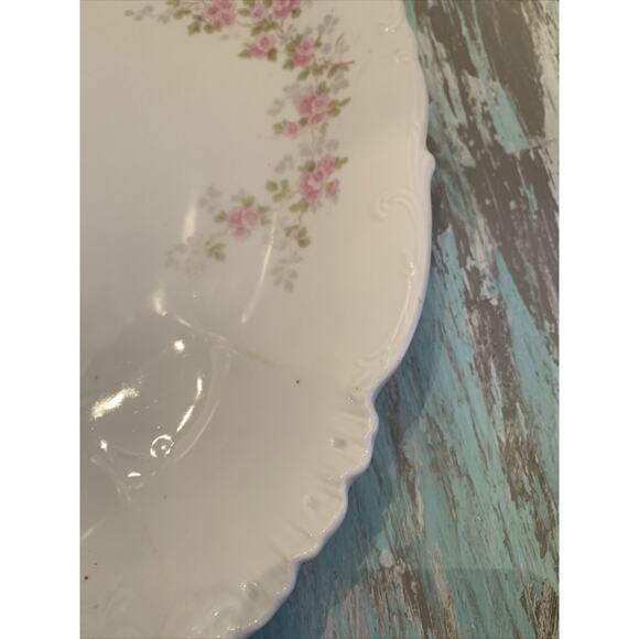 Vintage Imperial H & C Carlsbad Austria Large 19" Platter Pink Floral Green Leav - Picture 5 of 11